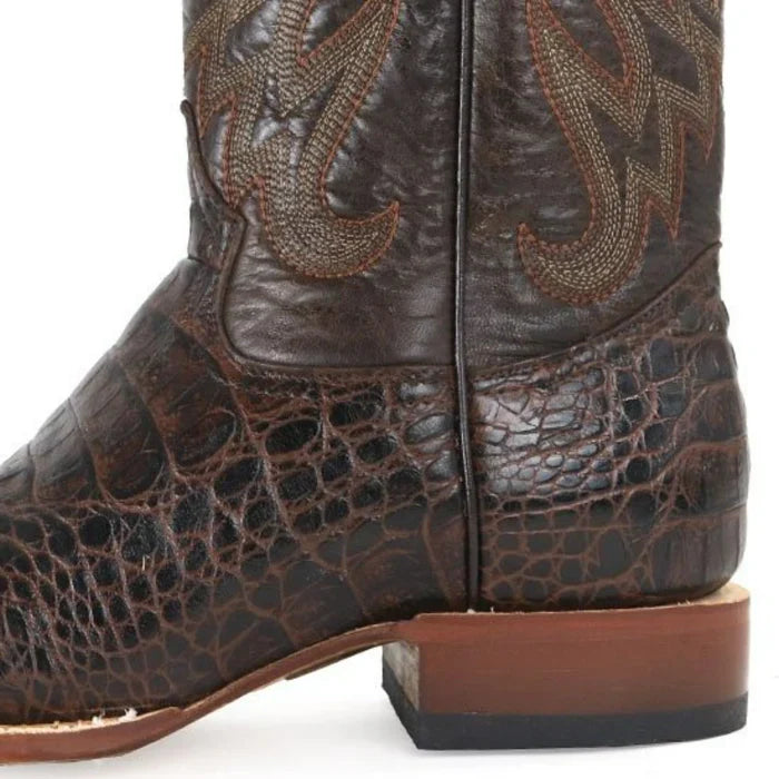 Tanner Mark Men's Print Caiman Hornback Square Toe Boots Brown