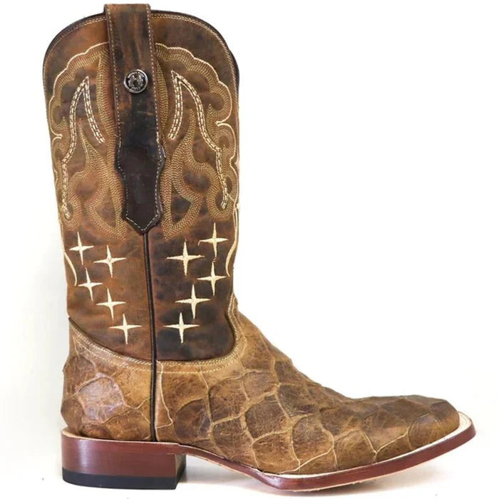 Tanner Mark Men's Print Monster Fish Square Toe Boots Honey