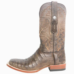 Tanner Mark Men's Ruston Print Caiman Belly Square Toe Boots Brown