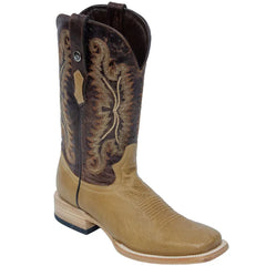 Tanner Mark Men's San Marcos Genuine Smooth Ostrich Square Toe Boots Saddle