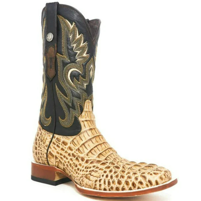 Tanner Mark Men's Vaughn Print Caiman Hornback Square Toe Boots Orix