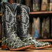 Tanner Mark Sterling Men's Print Monster Fish Square Toe Boots Rustic Black