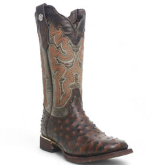 Tanner Mark Women's 'Shiloh' Ostrich Print Square Toe Boots Brown