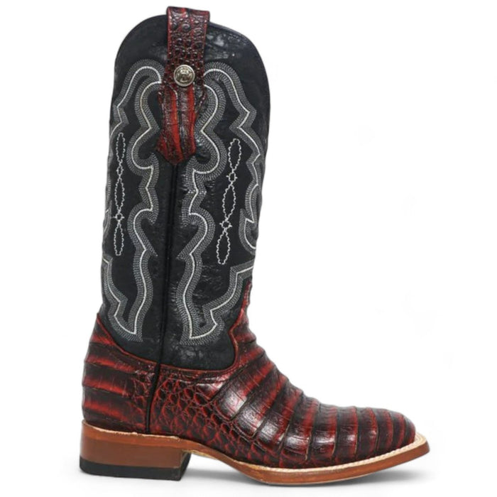 Botas de punta cuadrada con estampado 'Agave Sky' de Caiman Belly para mujer de Tanner Mark en turquesa