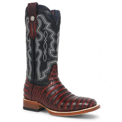 Botas de punta cuadrada con estampado 'Agave Sky' de Caiman Belly para mujer de Tanner Mark en turquesa