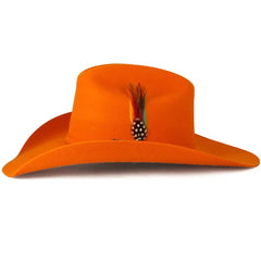 Texana Sombrero Vaquero para Mujer 100X Color Naranja con Plumas