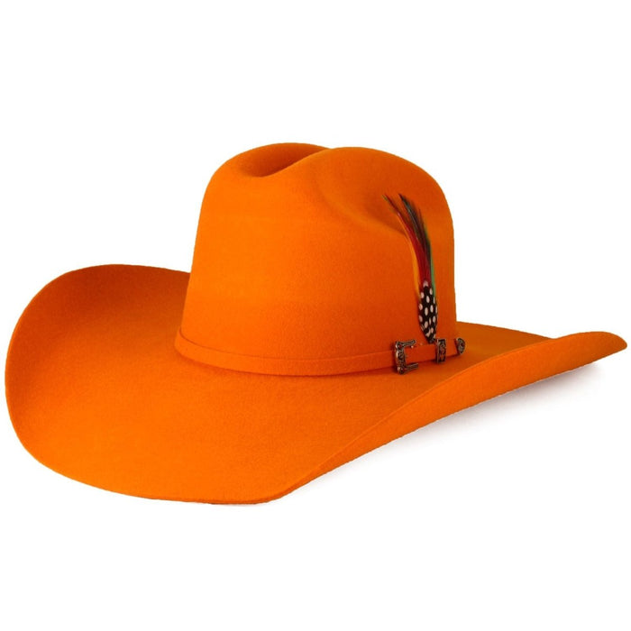 Texana Sombrero Vaquero para Mujer 100X Color Naranja con Plumas