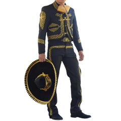 Traje de Charro para Hombre (TODO INCLUIDO) Negro con Oro IMP